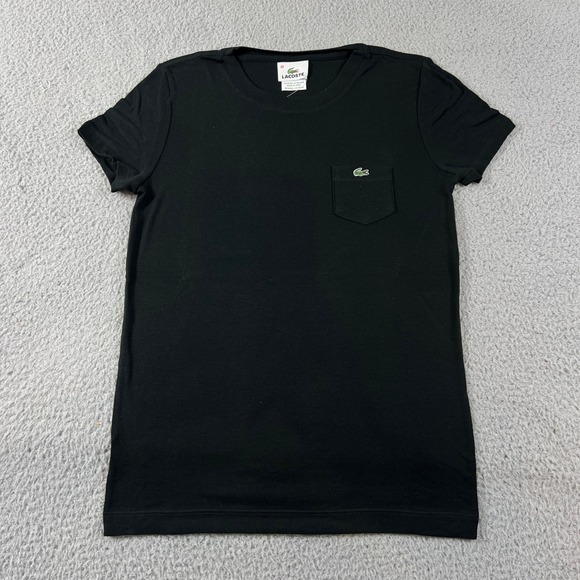 Lacoste Tops - Lacoste Pocket T-Shirt Women US Size M (EU/8) Black‎ Embroidered Logo Cotton NWT